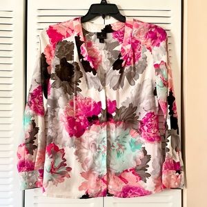 Worthington Size M Multicolor Floral Button Down Blouse